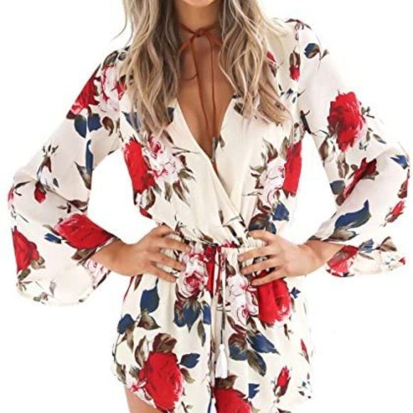 Women's Floral Print Romper Playsuit Jumpsuit